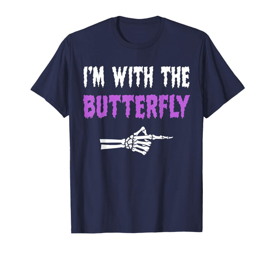 I'm With Butterfly Party Matching Couples Halloween Costume T-Shirt