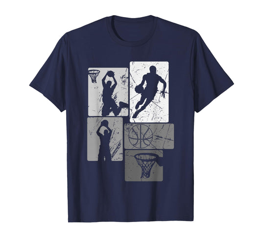 Retro Style Basketball Playing Kids Boys 10-12 12-14 Gifts T-Shirt