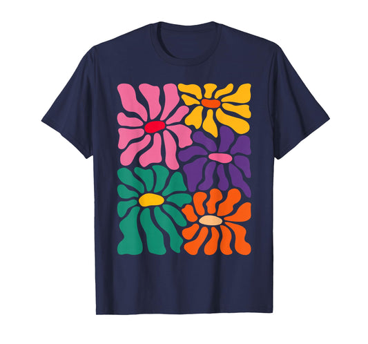 Vintage Color Flower, Retro Minimalist, 70s Flower Power T-Shirt