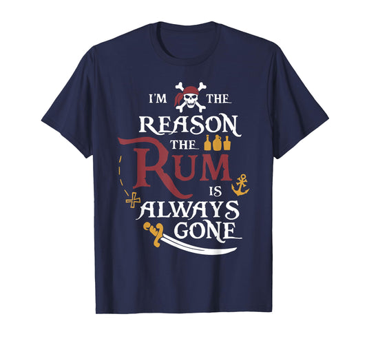 Funny Pirate Rum Tee Shirt - Unisex Adults - Black - Small - Short Sleeve - T-Shirt - Pirate Theme - Casual - Novelty T-Shirt