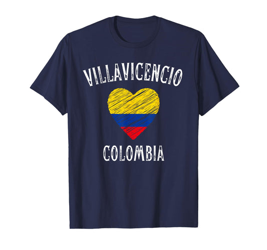 Colombia Flag Heart Villavicencio City T-Shirt