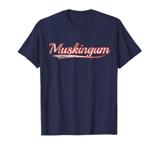 Muskingum Vintage Varsity Distressed Throwback Style T-Shirt