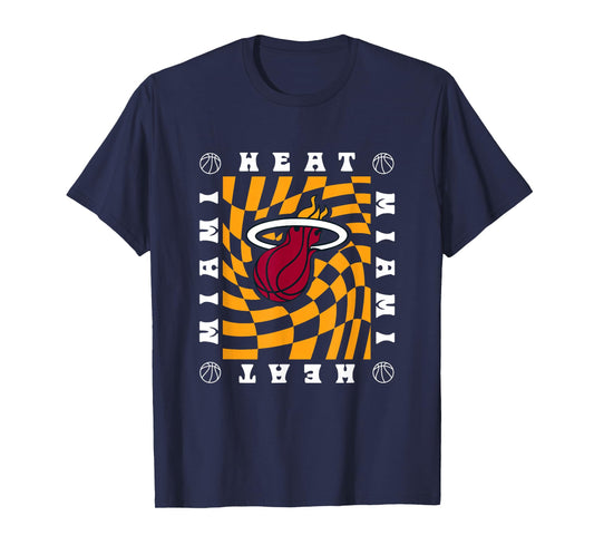 NBA Miami Heat Retro Checkerboard Wave T-Shirt
