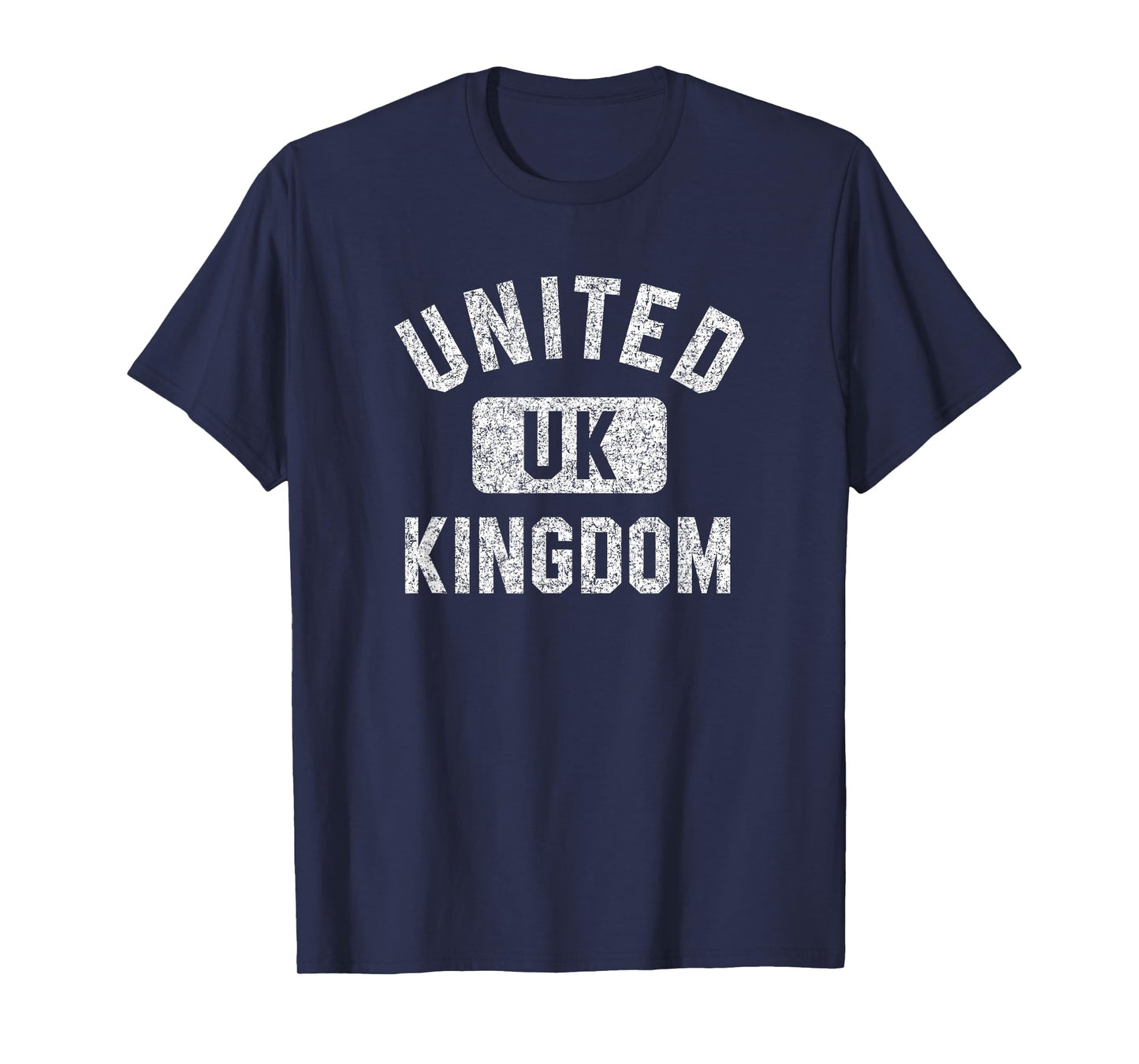 United Kingdom Gym Style Distressed White Print T-Shirt