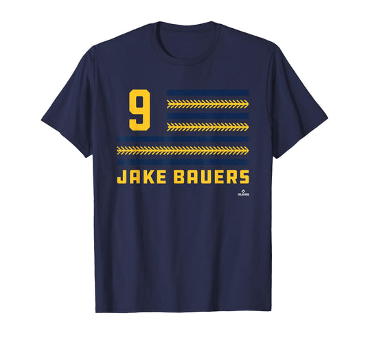 Flag Stripes Jake Bauers Milwaukee Baseball MLBPA T-Shirt