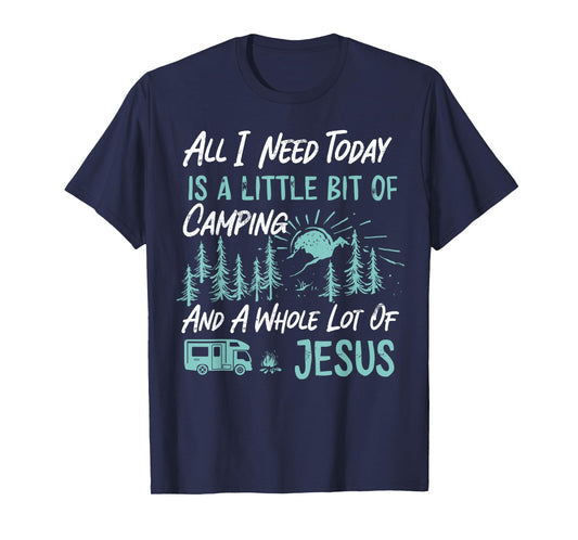 A Little Bit Of Camping And Jesus Motorhome Campervan T-Shirt