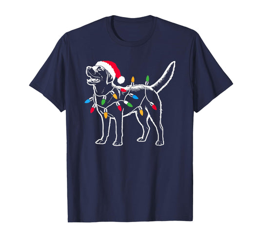 Funny Santa Labrador Retriever Christmas Lights Dog Lover T-Shirt for Men Women