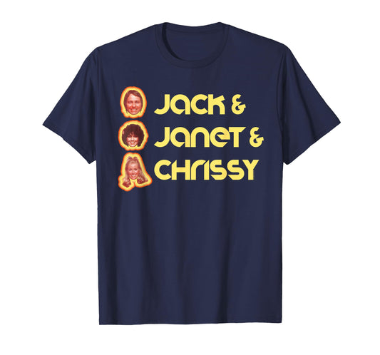 Jack & Janet & Chrissy Three's Company Roommate Faces Retro T-Shirt