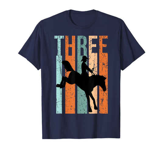 3rd Birthday Kids Retro Rodeo Horse Lovers Cowboys Rider T-Shirt