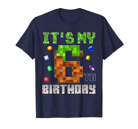 Birthday Boy Shirt It's My 6th Birthday Video Game Pixel T-Shirt