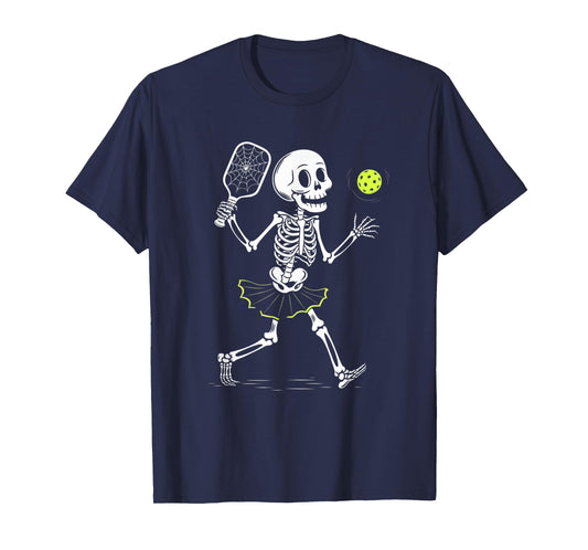 Spooky Pickleball Halloween Skeleton Women T-Shirt