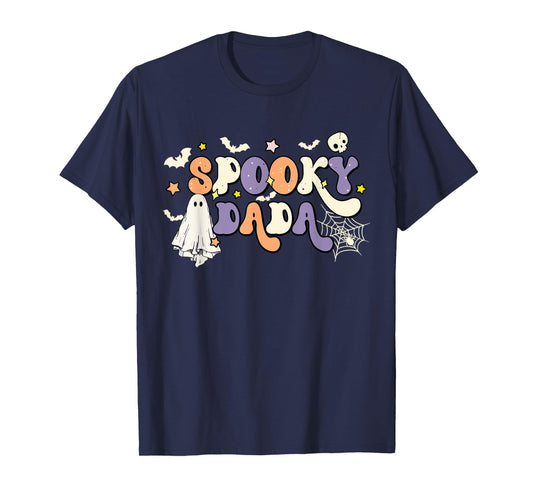 Spooky Dada Cute Ghost Halloween Dad Family Spooky Season T-Shirt