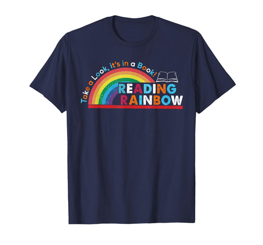 Take A Look A Book Vintage Reading Librarian rainbow T-Shirt