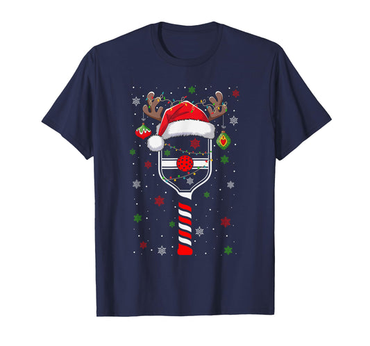 Funny Pickleball Player Christmas Holiday Reindeer Xmas T-Shirt