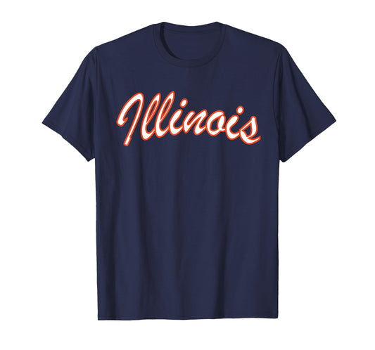 Retro Illinois Tee Vintage Illinois Orange Blue Throwback IL T-Shirt