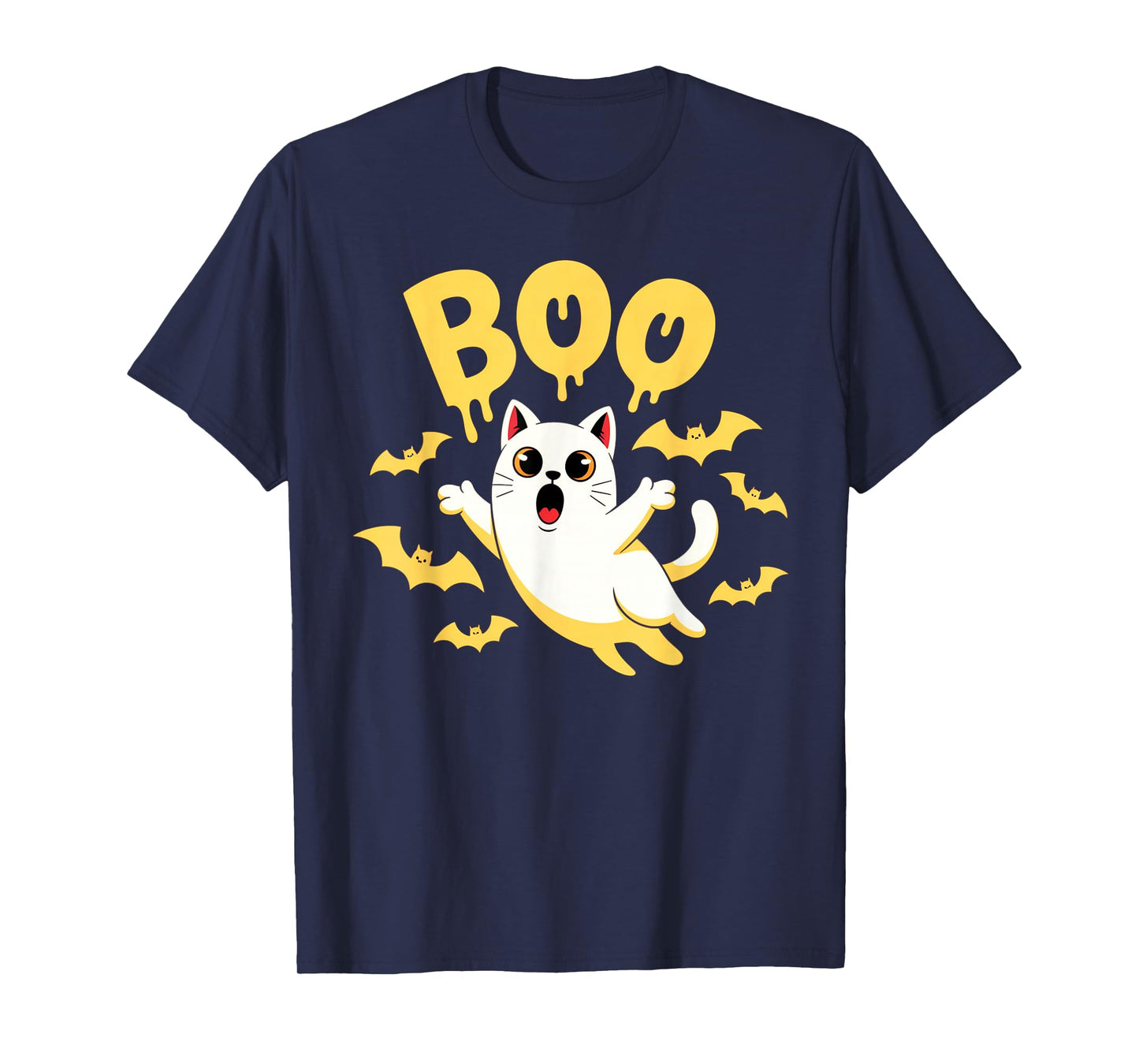 CAT Ghost Boo Cute Kitty Cats Lover Halloween Women Men T-Shirt