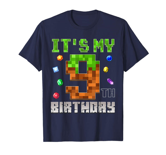 Birthday Boy Shirt It's My 9th Birthday Video Game Pixel T-Shirt