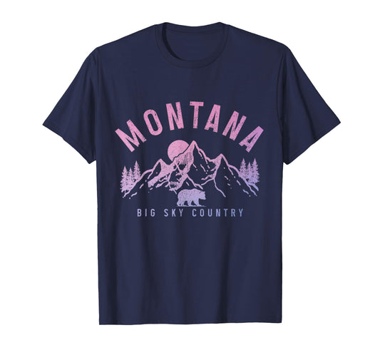 Montana Vintage Mountains Bear Nature Lover T-Shirt