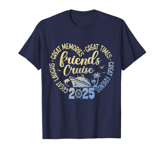 Friends Cruise 2025 Matching Outfits Co Tee Unisex T-Shirt Black Small Classic Fit Short Sleeve Crew Neck Casual Vacation Event T-Shirt