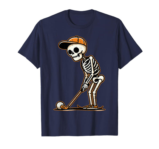 Skeleton Golf Player Halloween Costume Men Boys Kids T-Shirt