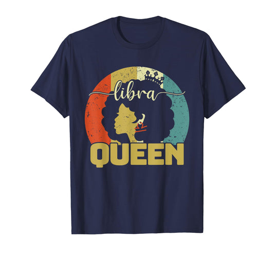 Libra Queen Libra Birthday Afro Libra Zodiac Sign Vintage T-Shirt