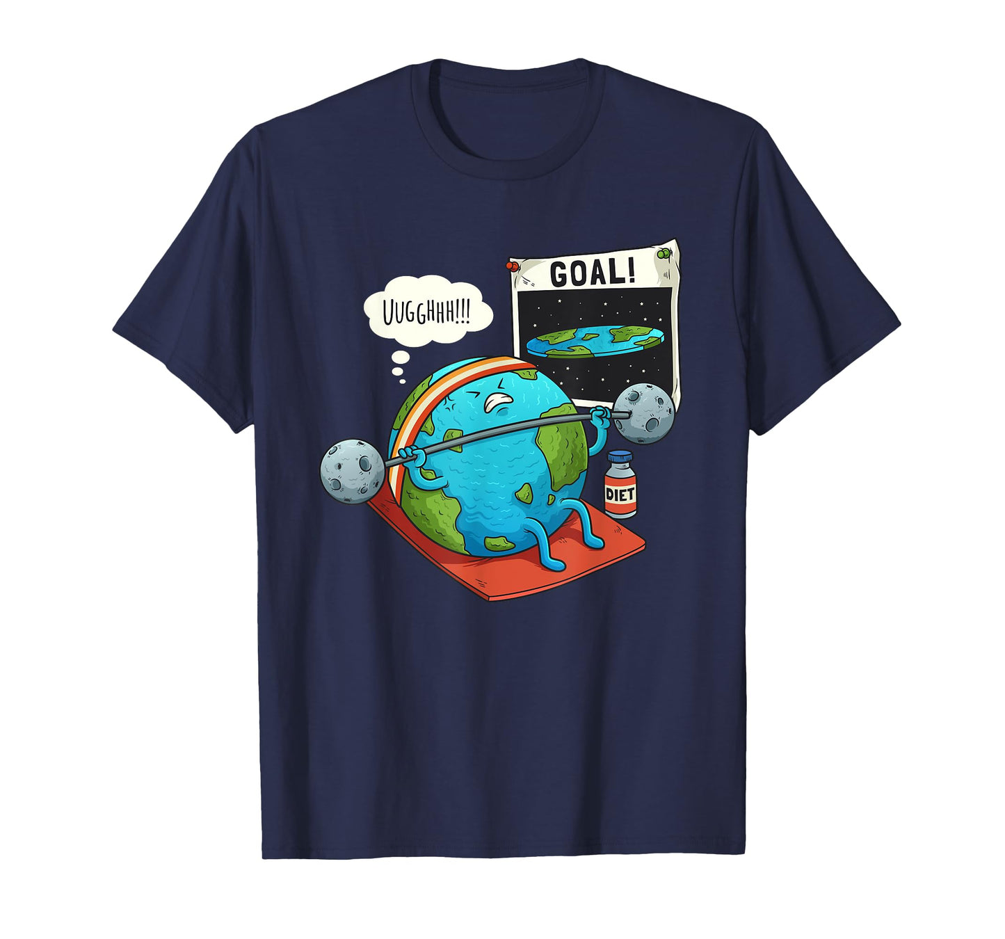 Funny Flat Earth Fitness Target Gym Workout Training Meme T-Shirt