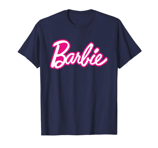 Barbie Current Pink and White Script Logo T-Shirt