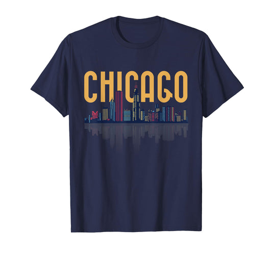Chicago Illinois IL Night City Skyline Lights Tee Men Women T-Shirt