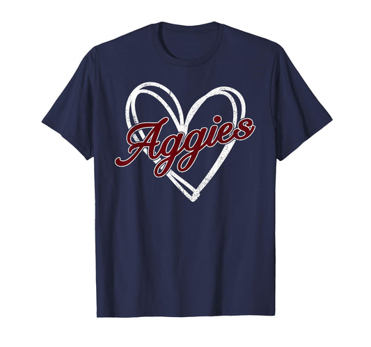 Retro Personalized Aggies-Heart Men Women Kid T-Shirt