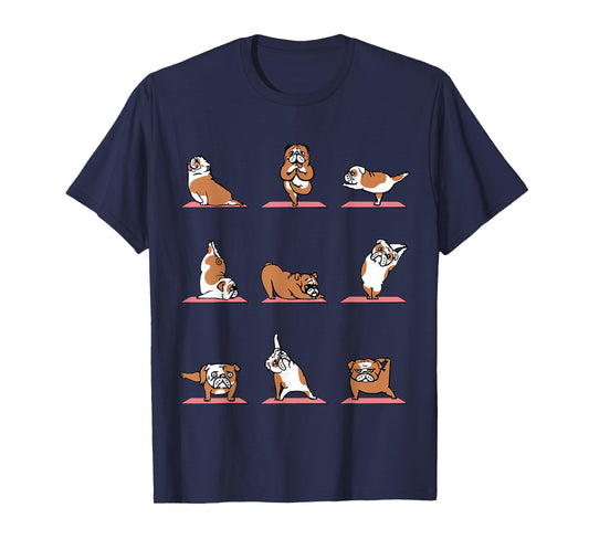 English Bulldog Yoga Puppy Yoga Poses and Meditation T-Shirt T-Shirt