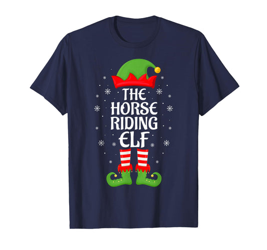 Horse Riding Elf Xmas Family Matching Elf Squad Christmas T-Shirt