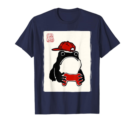 Grumpy Frog Gamer Bruh Ink Painting Japanese Funny Gamer T-Shirt