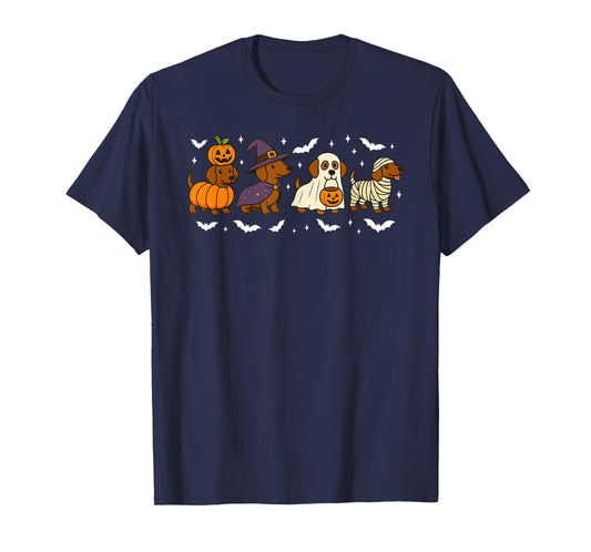 Dachshund Dog Witch Happy Halloweenie Spooky Season T-Shirt