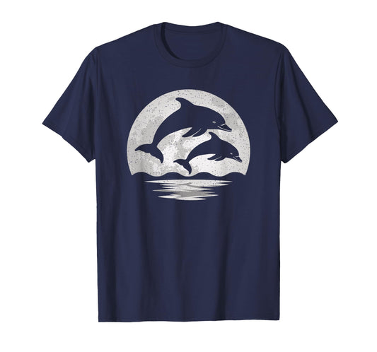 Dolphin Moon Vintage Dolphin Lover Men Women Kids T-Shirt
