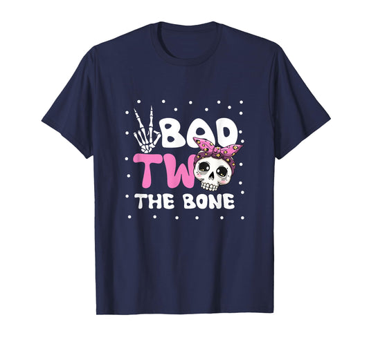 Bad Two The Bone Toddler Halloween 2nd Birthday Checkered T-Shirt