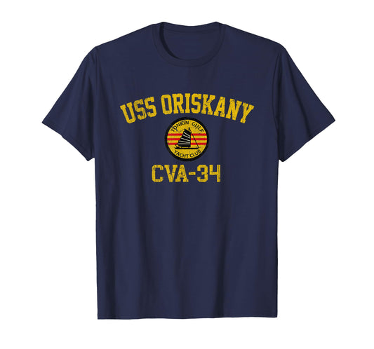 Vintage USS Oriskany CVA 34 Tonkin Gulf Yacht Club Veteran T-Shirt