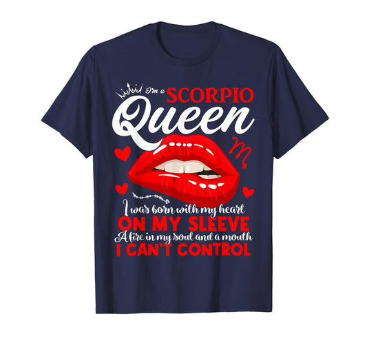 Scorpio Queen Scorpio Zodiac Sign Women Girls Lady Birthday T-Shirt