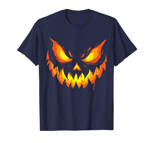 Jack O Lantern Scary Carved Pumpkin Face Halloween Boys Mens T-Shirt