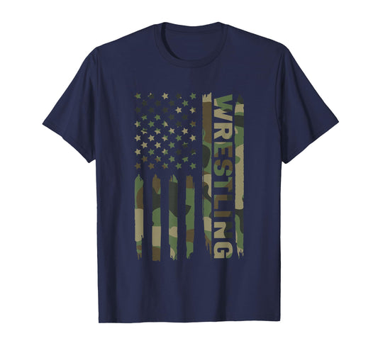Wrestling American Flag Camo Wrestler T-Shirt