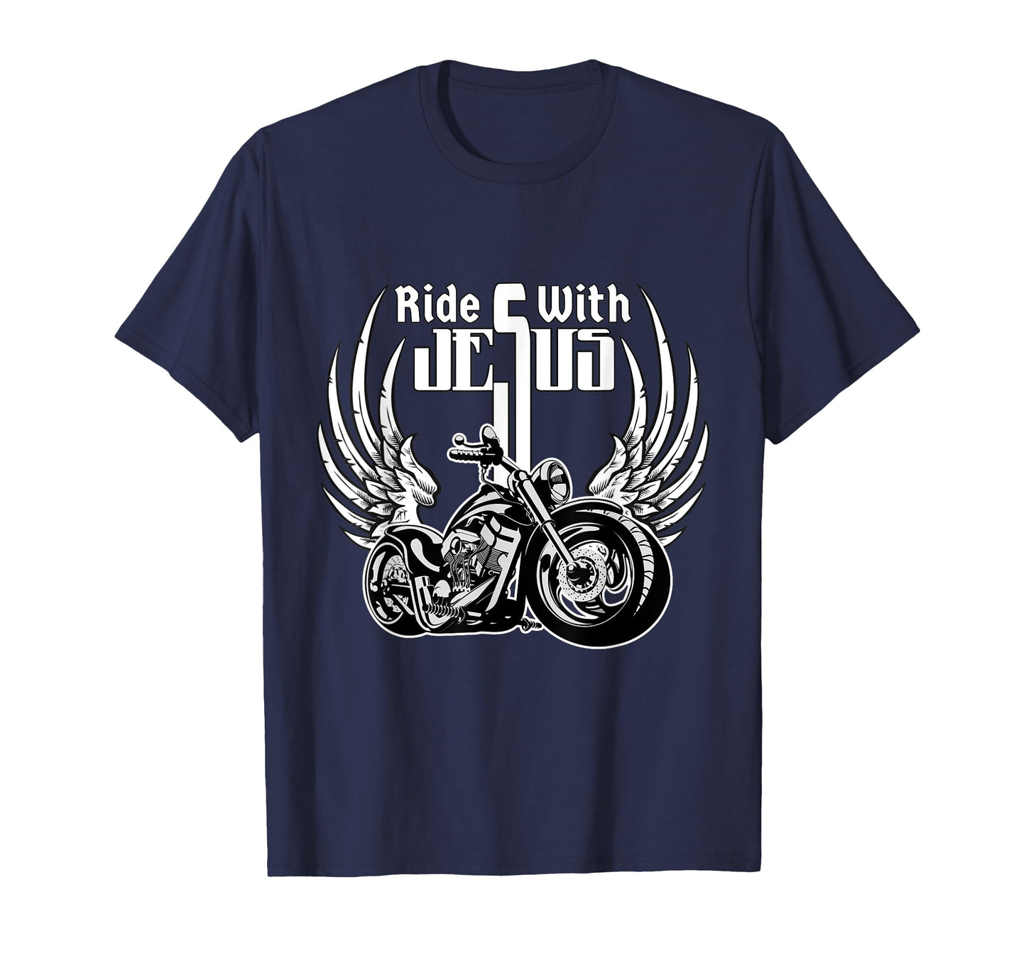Ride With Jesus Christian Biker Men Women Kids Motorcycle T-Shirt