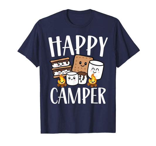 Kawaii Smore Happy Camper Camping Crew Trip Campfire Squad T-Shirt