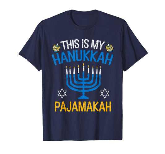 Vintage This is My Hanukkah Pajamakah Pajama Chanukah Jewish T-Shirt