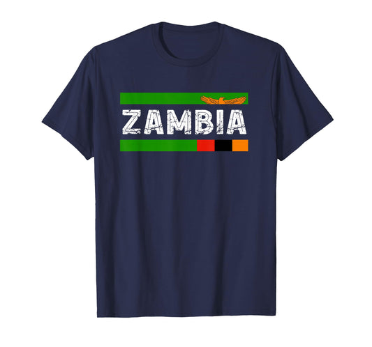 Zambia Flag Vintage Zambian Pride Heritage Zambian Roots T-Shirt