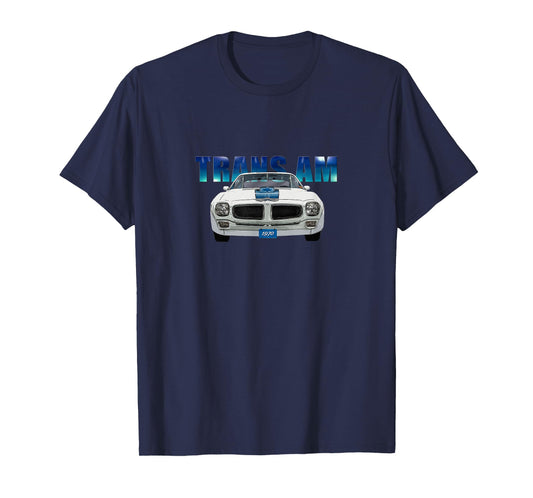 VINTAGE 1970 TRANS AM, WHITE, AMERICAN CLASSIC, BLUE WRAP T-Shirt