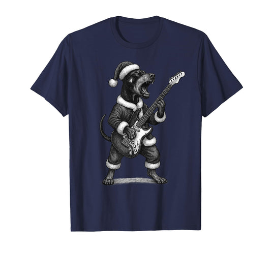 Doberman Pinscher Playing Guitar Christmas Dog Lover T-Shirt