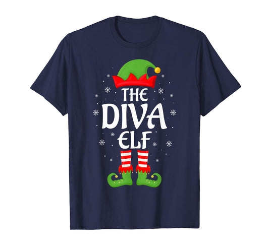 Diva Elf Xmas Family Matching Elf Squad Christmas T-Shirt
