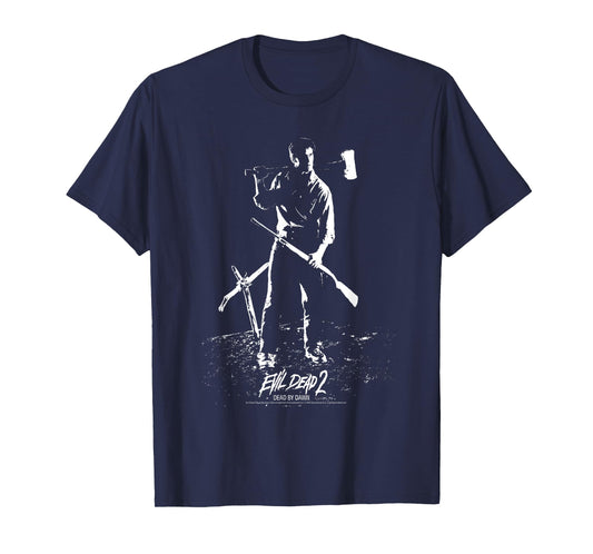Evil Dead 2 Ash Silhouette with Weapons Horror Movie T-Shirt