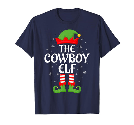 Cowboy Elf Xmas Family Matching Elf Squad Christmas T-Shirt