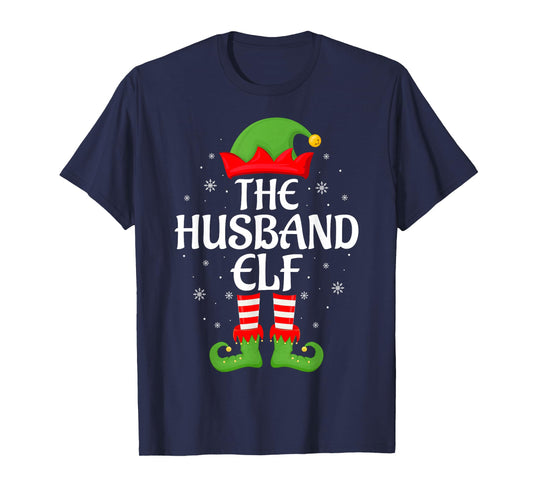 Husband Elf Xmas Family Matching Elf Squad Christmas T-Shirt