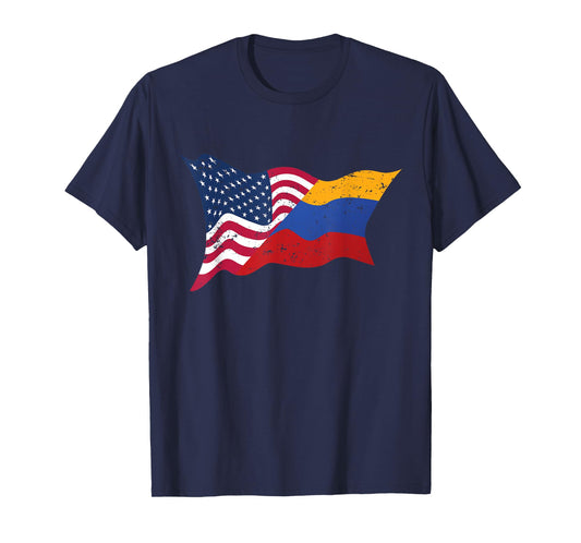 Colombia Dual Citizen American USA Flag Colombian Gift T-Shirt
